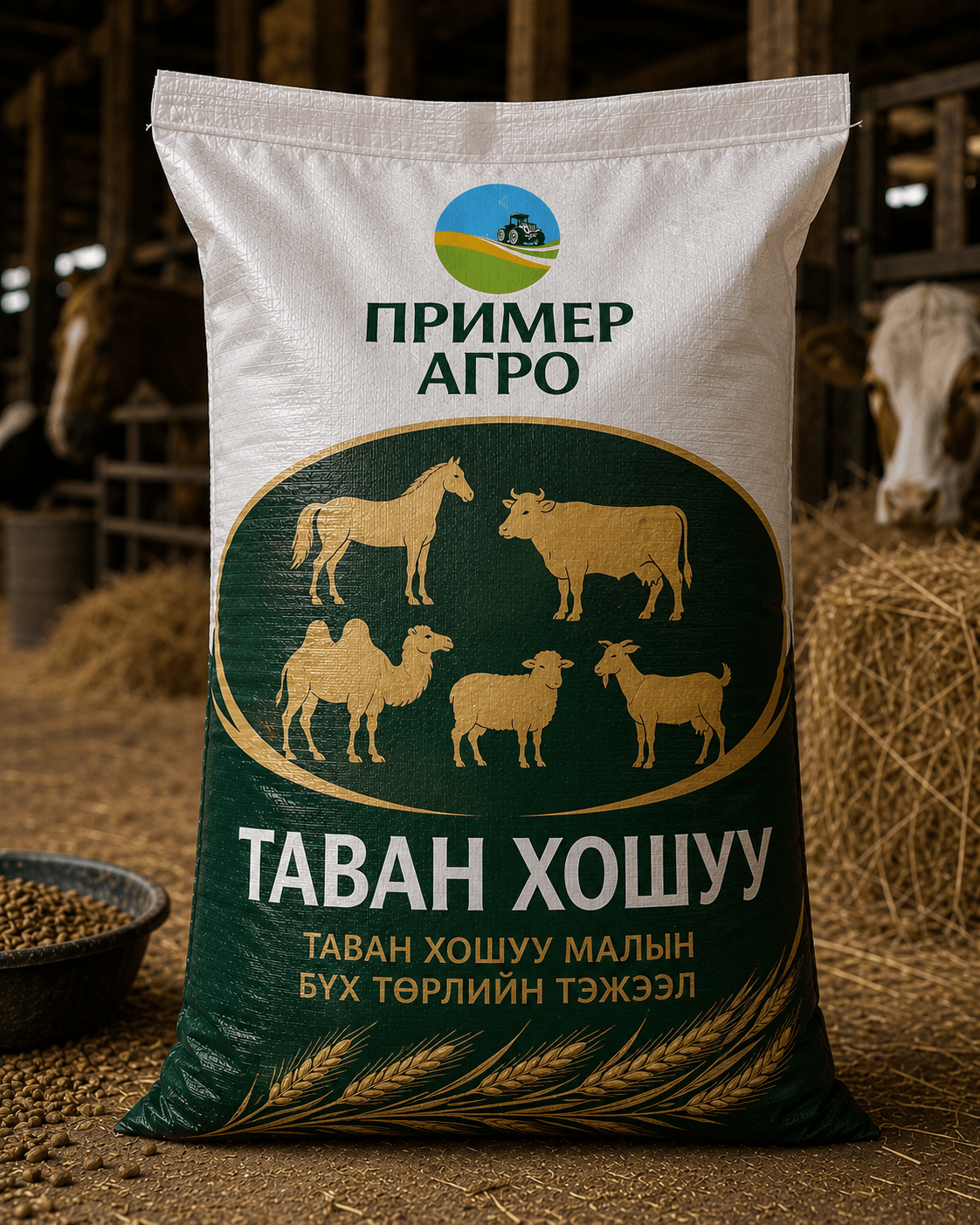 Таван хошуу малд зориулсан универсаль хорголжин тэжээл
